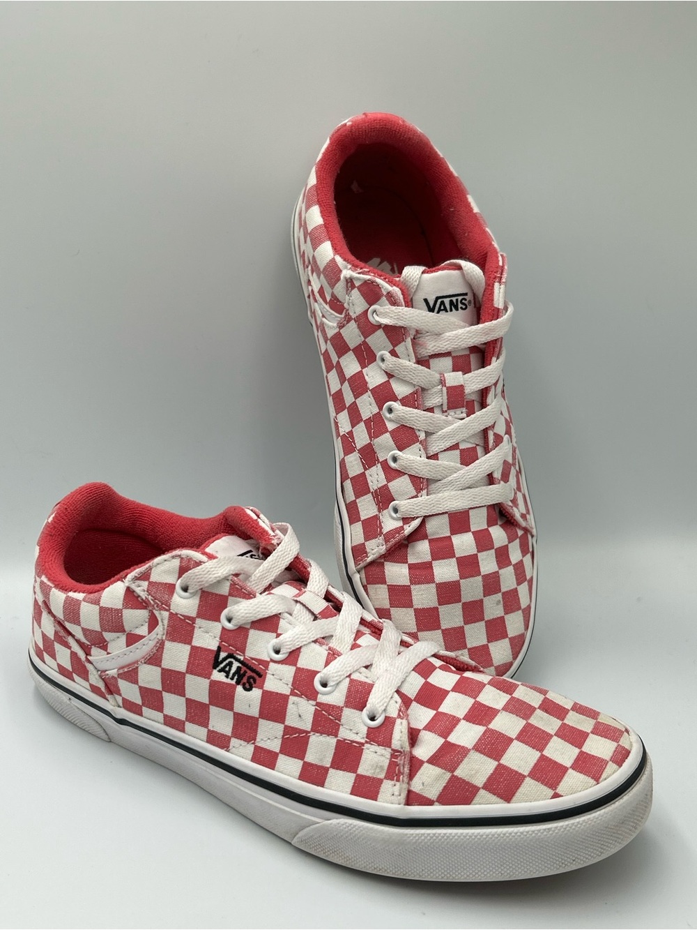 Vans Pink Checkerboard Lace-Up Sneakers in Pink - Picture 2 of 5